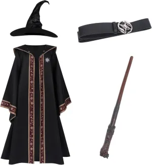 Costume for Kids lore cosmic akin with Hat and Belt and Magic Wand Halloween Party Cosplay Colorful House Child Dark Wizard 