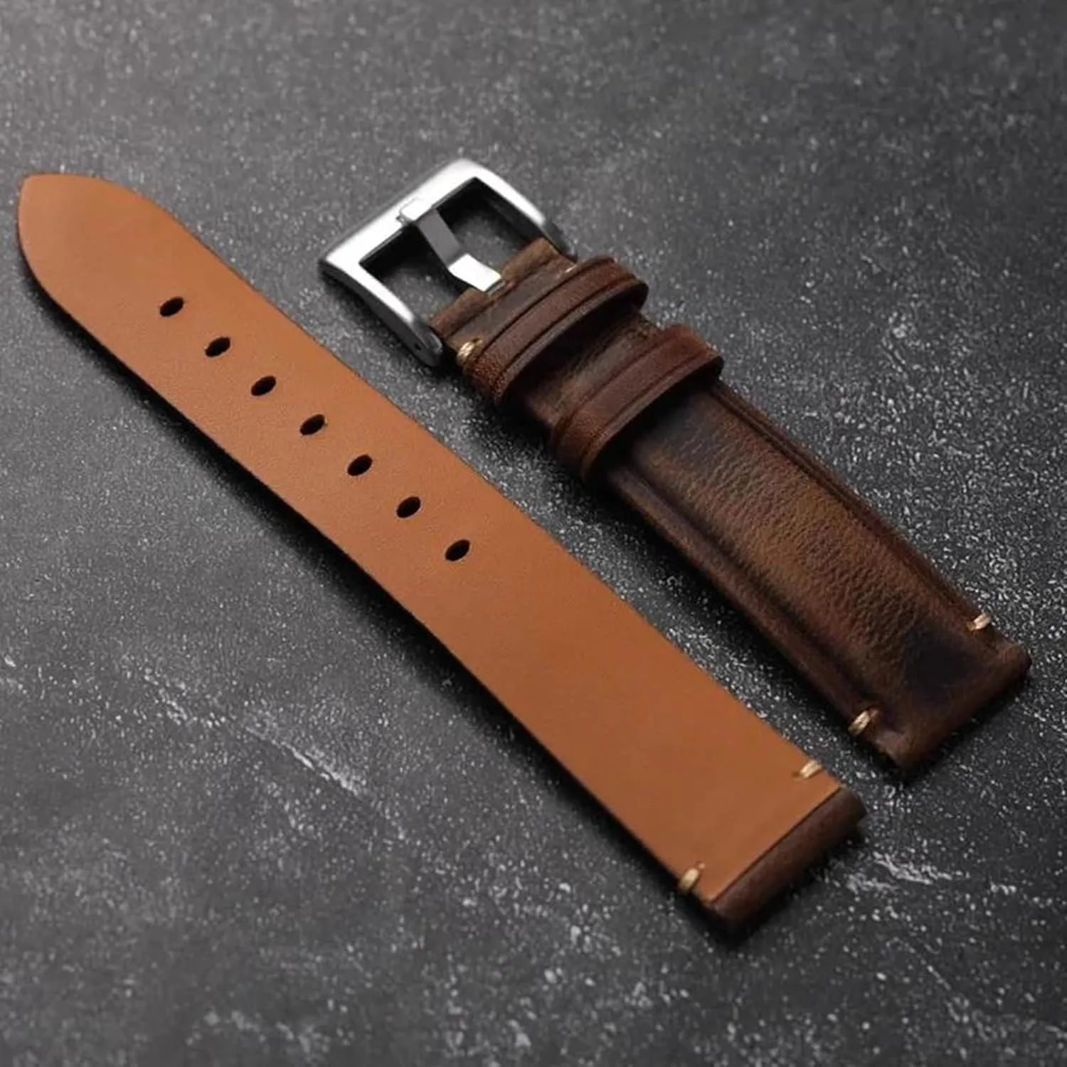 Crazy Horse Leather Watch Strap for Mechanical exemplary Watches 18/19/20/21/22mm Handmade Vintage Brown 