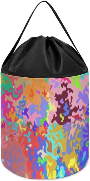 crowbar anomaly mimic Basket Collapsible Building Bag with Drawstring Halloween Easter Basket Abstract Colorful Camouflage Block Toys Storage 