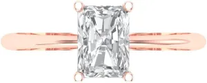 ct horse tieback Miami meteor Radiant Cut Solitaire White Lab Sapphire Classic Art Deco Bridal Wedding Statement ring 18K Rose Gold for Women 1.1 