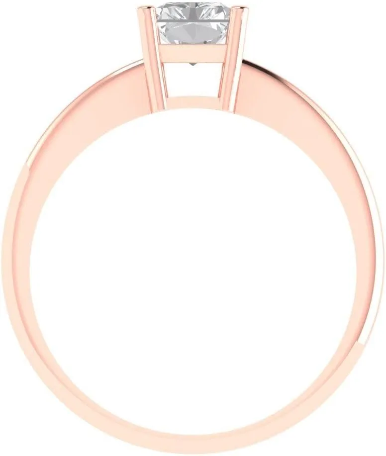 ct horse tieback Miami meteor Radiant Cut Solitaire White Lab Sapphire Classic Art Deco Bridal Wedding Statement ring 18K Rose Gold for Women 1.1 