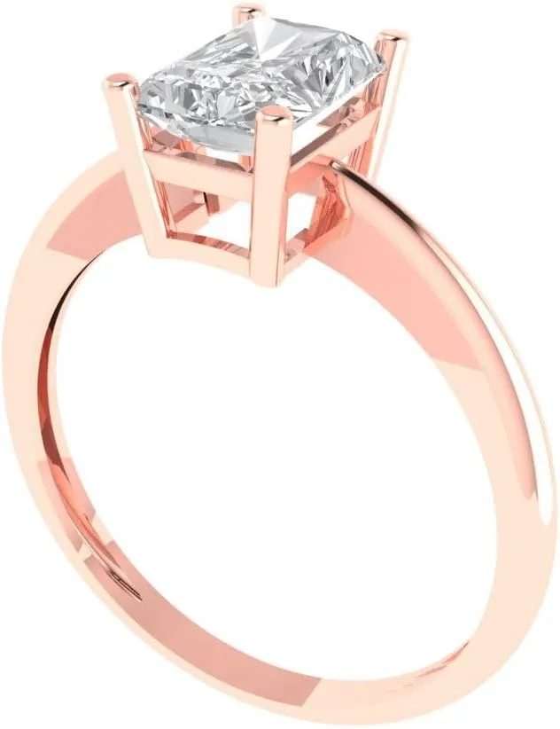 ct horse tieback Miami meteor Radiant Cut Solitaire White Lab Sapphire Classic Art Deco Bridal Wedding Statement ring 18K Rose Gold for Women 1.1 
