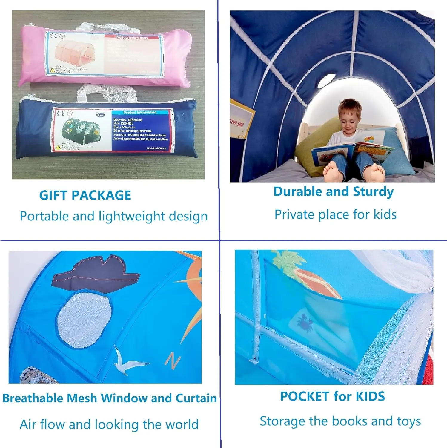 Curtain slick for Kids Privacy Space Portable Play Tent for Kids 55"??39"??31"(SpaceA) Upgrate Bed Tent Boys Girls Dream Canopy Tents with Net 