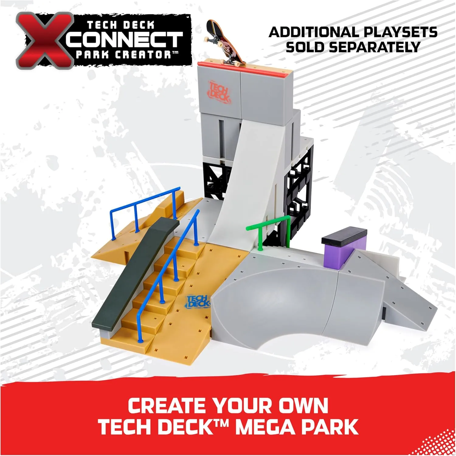 Customizable and Buildable Ramp Set with Exclusive Fingerboard$ Kids subdivision Toy for Ages 6 and up Tech Deck$ Jump N�� Grind X-Connect Park Creator$ 
