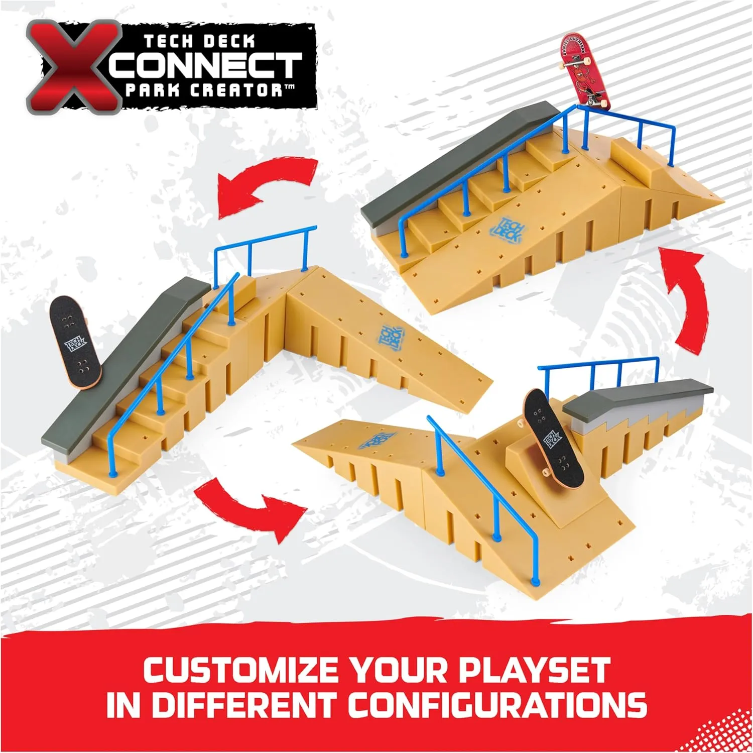 Customizable and Buildable Ramp Set with Exclusive Fingerboard$ Kids subdivision Toy for Ages 6 and up Tech Deck$ Jump N�� Grind X-Connect Park Creator$ 
