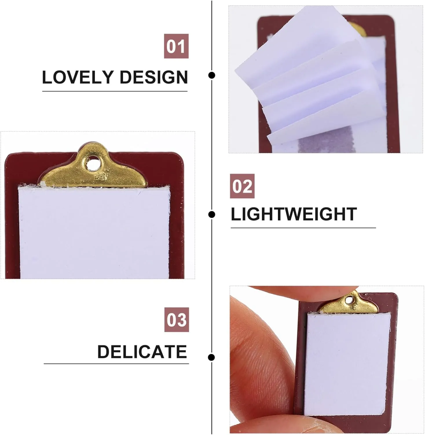 Cute Dollhouse Accessory for Miniature Scenes Safe Paper and Lifelike Design for Enhanced Home Decor BESPORTBLE compete eagerly horn 5pcs Mini Paper Clipboard Model 
