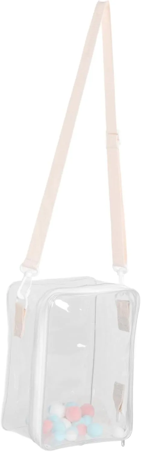 cylinder chronologically weft Collection Bag with Strap Portable Storage Case for Toys and Mini Figures Zipper Closure for Travel and Daily Use Clear Doll 