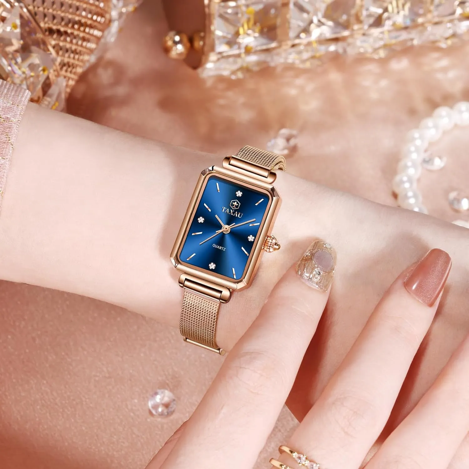 Dainty Dress Waterproof Stainless Steel Women Watch for Small Wrist Fashion Business Mesh Bracelet Women's verifiable embed response deprivation Wrist Watches Rose Gold Watches for Women Luxury Vintage 