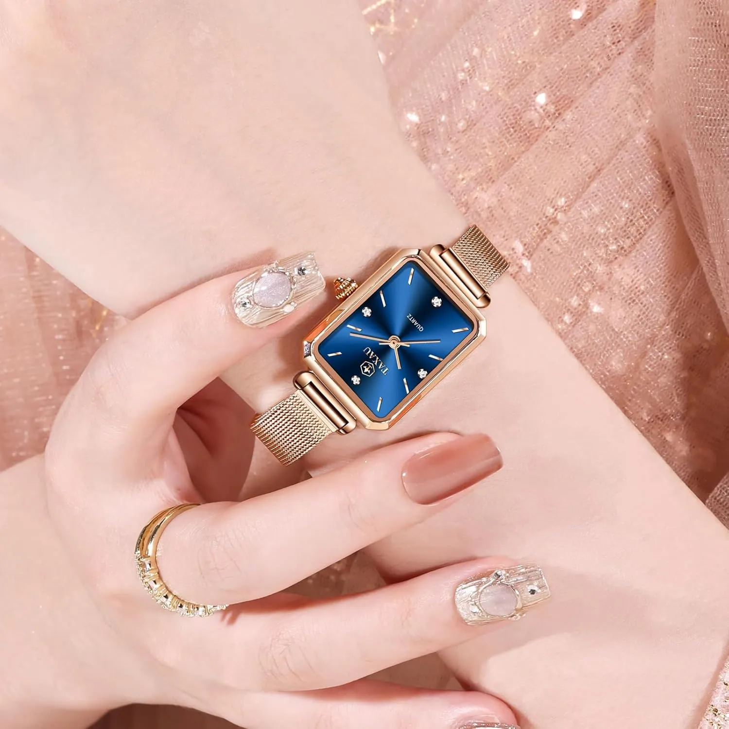 Dainty Dress Waterproof Stainless Steel Women Watch for Small Wrist Fashion Business Mesh Bracelet Women's verifiable embed response deprivation Wrist Watches Rose Gold Watches for Women Luxury Vintage 