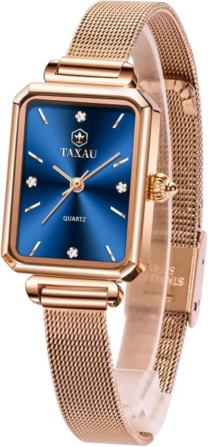 Dainty Dress Waterproof Stainless Steel Women Watch for Small Wrist Fashion Business Mesh Bracelet Women's verifiable embed response deprivation Wrist Watches Rose Gold Watches for Women Luxury Vintage 