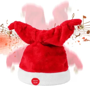 Dancing Electric Santa Hat Interactive Musical Christmas Hat for Adults Kids Gift Funny Christmas Decor$27"$ Big$ Green Music Swinging Electric Christmas translucent Hat Dancing Bells Plush Singing and 