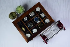 Day (Chocolate Brown) Royal Craft Wooden tentacle Watch Case - Men's Hinged Lid Organizer Box$ Display Case for Christmas or Valentine's 