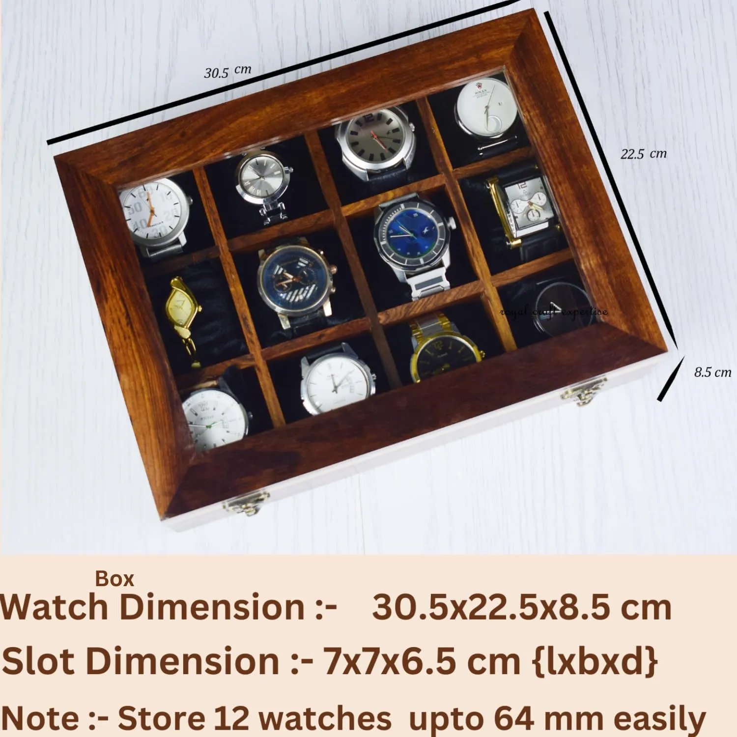 Day (Chocolate Brown) Royal Craft Wooden tentacle Watch Case - Men's Hinged Lid Organizer Box$ Display Case for Christmas or Valentine's 