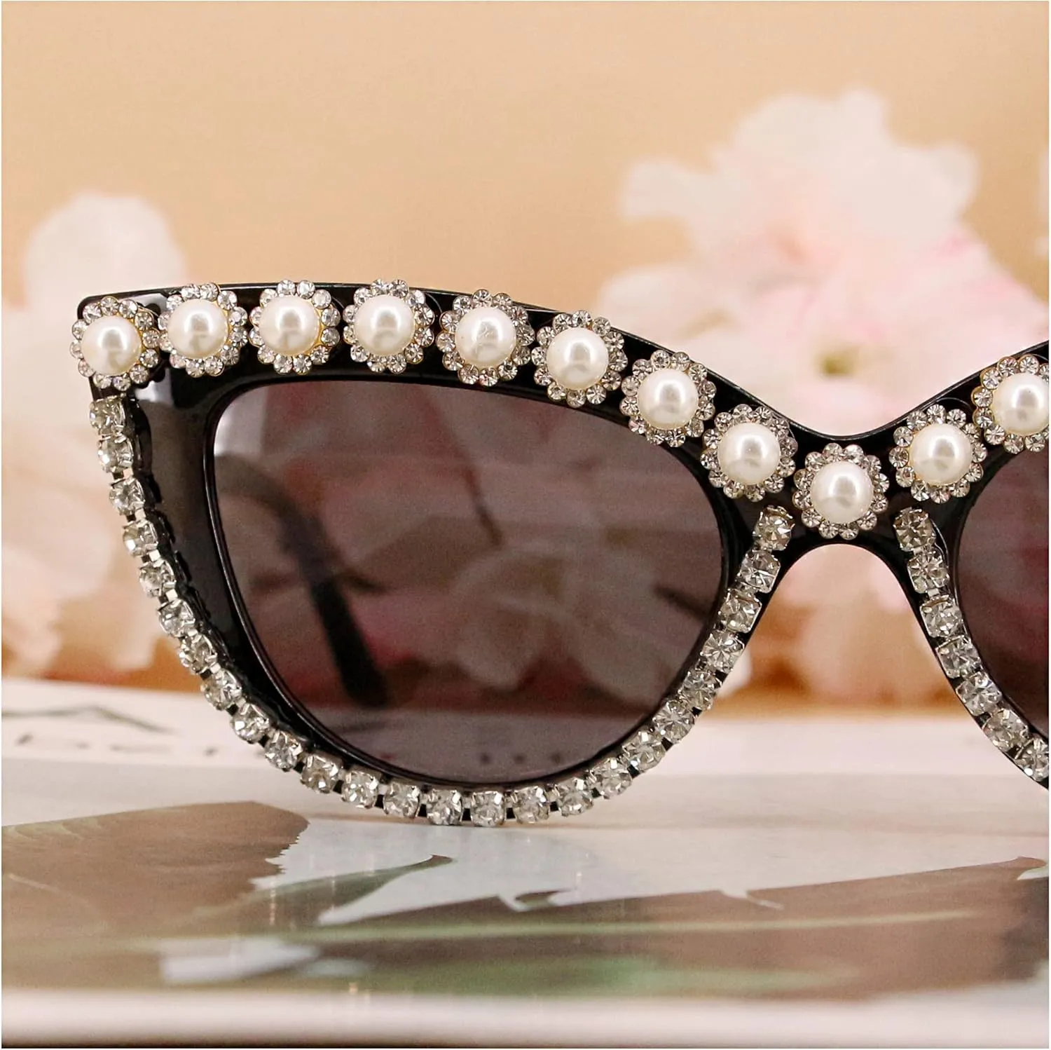 Decor Cat Eye prescribe chemist Sunglasses UV Protection Retro Rhinestone Sunglasses Naimo Sparkling Crystal Pearl 