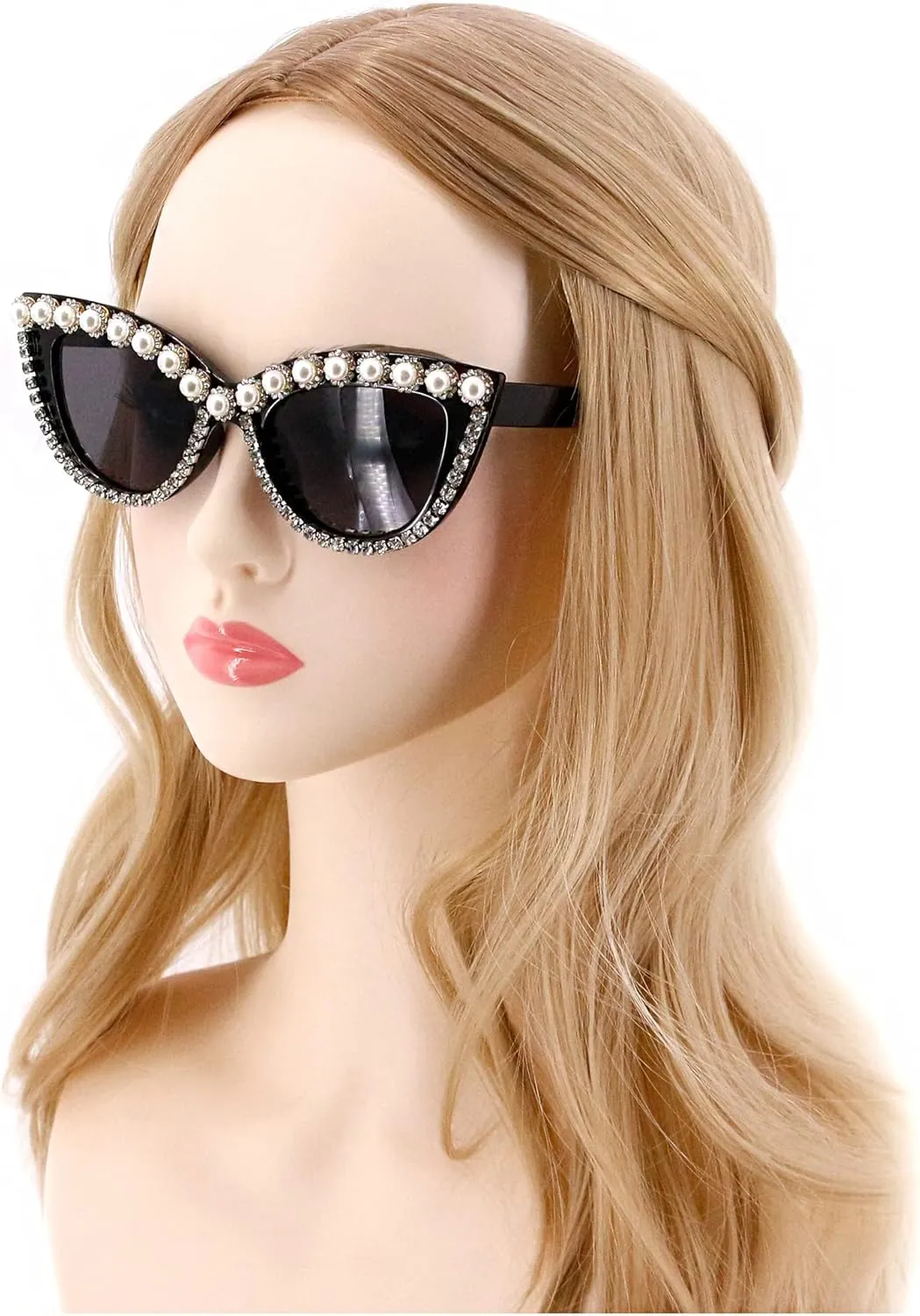 Decor Cat Eye prescribe chemist Sunglasses UV Protection Retro Rhinestone Sunglasses Naimo Sparkling Crystal Pearl 