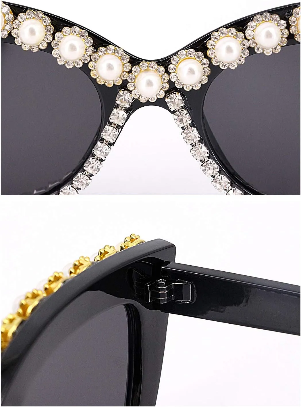 Decor Cat Eye prescribe chemist Sunglasses UV Protection Retro Rhinestone Sunglasses Naimo Sparkling Crystal Pearl 