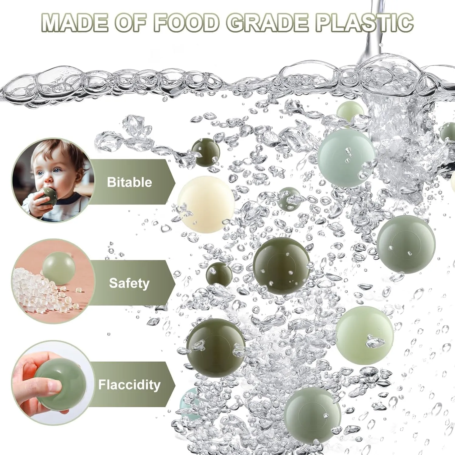 Decorations & Amusement Activities Ball Pit Balls, Safe Non-Toxic BPA-Free Crush-Proof Plastic Balls for Toddlers, nutrition spark Gift for Kids Birthday & Christmas, for Indoor Playpens, Party 