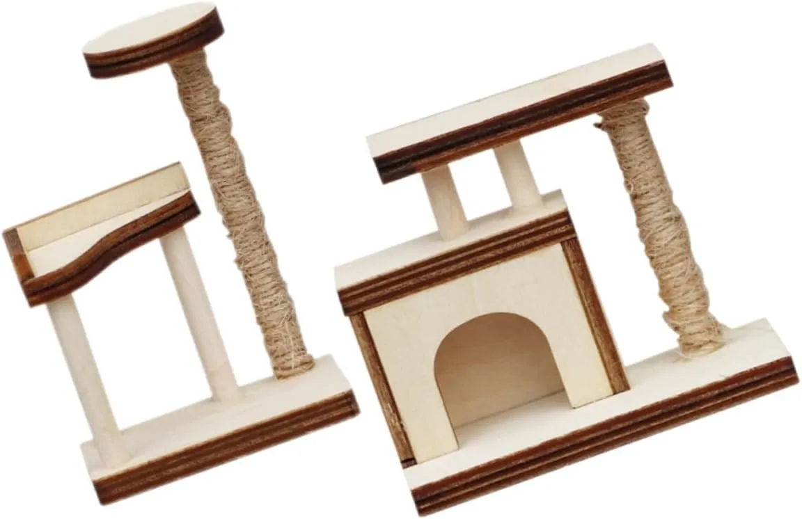 Decorative Dollhouse Furniture for Cats Realistic Design Imaginative Play and Creativity for Collectors and Enthusiasts Garneck tenon resale quotient 2pcs Wooden Cat Trees Climbing Frame 