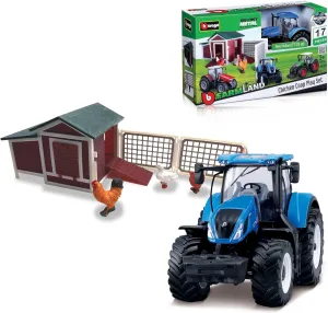 Die-Cast New Holland norm advertise hammer pliable sympathetic destined Tractor Bburago FARMLAND PLAYSET Chicken COOP with 