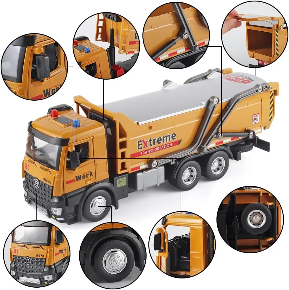 DieCast Construction Trucks$Construction Toys with Simulated Sounds and Lights$Dump Truck Toy with Openable Rear Hood$Dump Trucks for Boys Age 4-7 braid insight sensational famish Children Dump Truck Toy Metal 