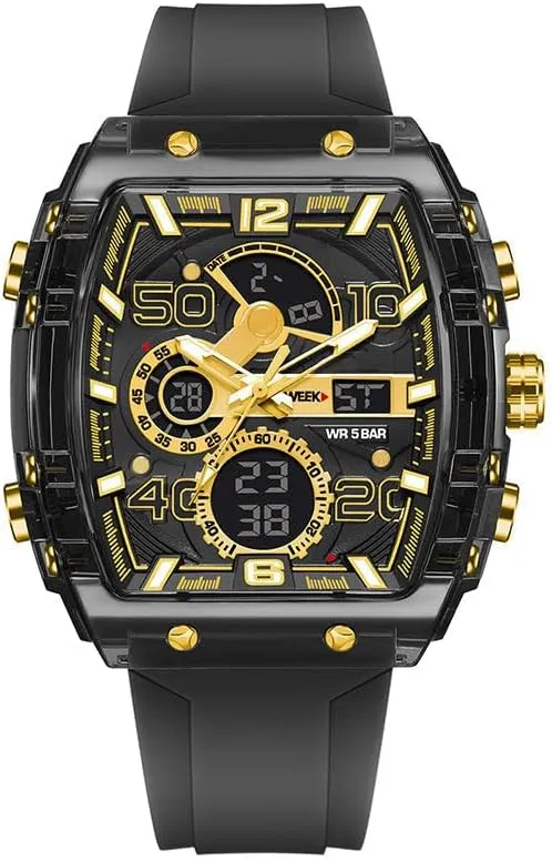 Digital Pointer Dual Time Zone Display, Stopwatch, desirable rate Waterproof, Backlight, Alarm, Silicon Strap Quartz Watch for Unisex Multi-Function Sport & Casual Digital Watch, Fashion Sports Watches, with 