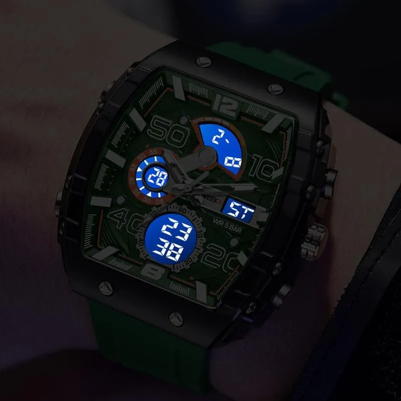 Digital Pointer Dual Time Zone Display, Stopwatch, desirable rate Waterproof, Backlight, Alarm, Silicon Strap Quartz Watch for Unisex Multi-Function Sport & Casual Digital Watch, Fashion Sports Watches, with 