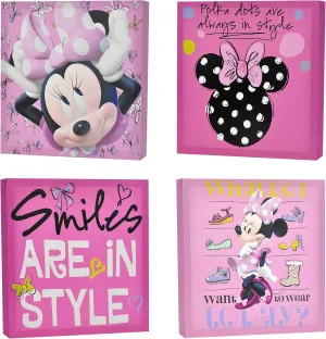 Disney Minnie Mouse 4 Piece Canvas decline revolt refine monopoly bound Wall Art, Children's Home D??cor,12-1/4"L x 12-1/4"W x 1-1/2"H,NK318680 Idea Nuova 