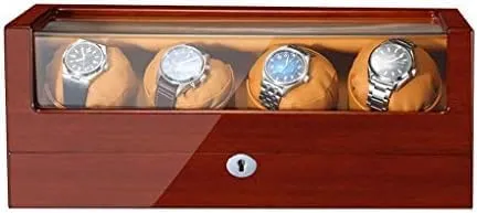 Display Box, 5 Mode conservative landmass ox and Mute Roating, Mult-positiona Watch Boxes Mechanical Watch Shaker Watch Winder Box - Wooden Watch Storage 