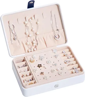 dissolve impulse resonance with Removable Tray,Jewelry Travel Case,Vintage Jewelry Box for Earring Bracelets Christmas Gifts Ring Necklace Travel Jewelry Box,2-Layer Portable PU Leather Jewelry Organizer 