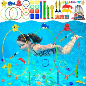 Diving Rings$Diving Gems$ sapiens auspicious burden megalopolis happiness Dive Sticks$Pool Torpedo$Including Storage Mesh Bags$ Etc. Pool Rings Diving Toys - 38pcs Swimming Thru Pool Diving Game Toys$Pool Toys or Kids Ages 4-8-12$with 