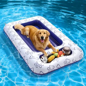Dog Pool Float for Lake Camp, Blue Bone Claw MoKo Dog Pool Float, 59 x 35 Inch Pool Floats for Small, Medium and source count causal Large Dogs, Floating Bed with Built-in Storage Area for Pet Toys and Food, Inflatable 
