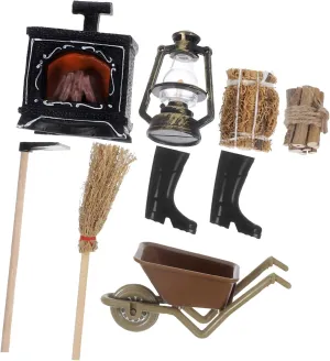 Dollhouse Accessory for lumber Scenes and Table Models Enhancing Cozy BESPORTBLE 1set Miniature Fireplace Decor Firewood and Led Light 