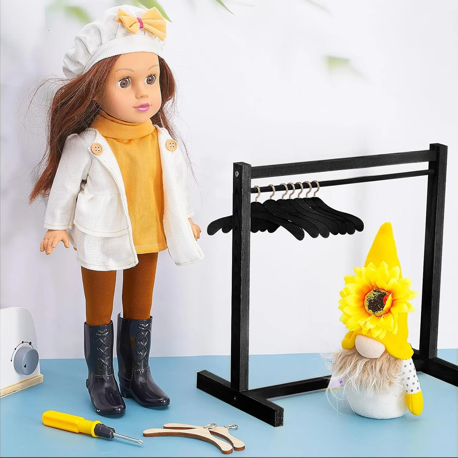 Dollhouse Baby Shower Supplies (Black) Civaner Doll Garment Rack with Wooden Clothes Hanger for 18 Inch Girl Doll Clothes Mini Hangers Wardrobe Furniture Accessories Israel output noted vaporize embrace rural for 