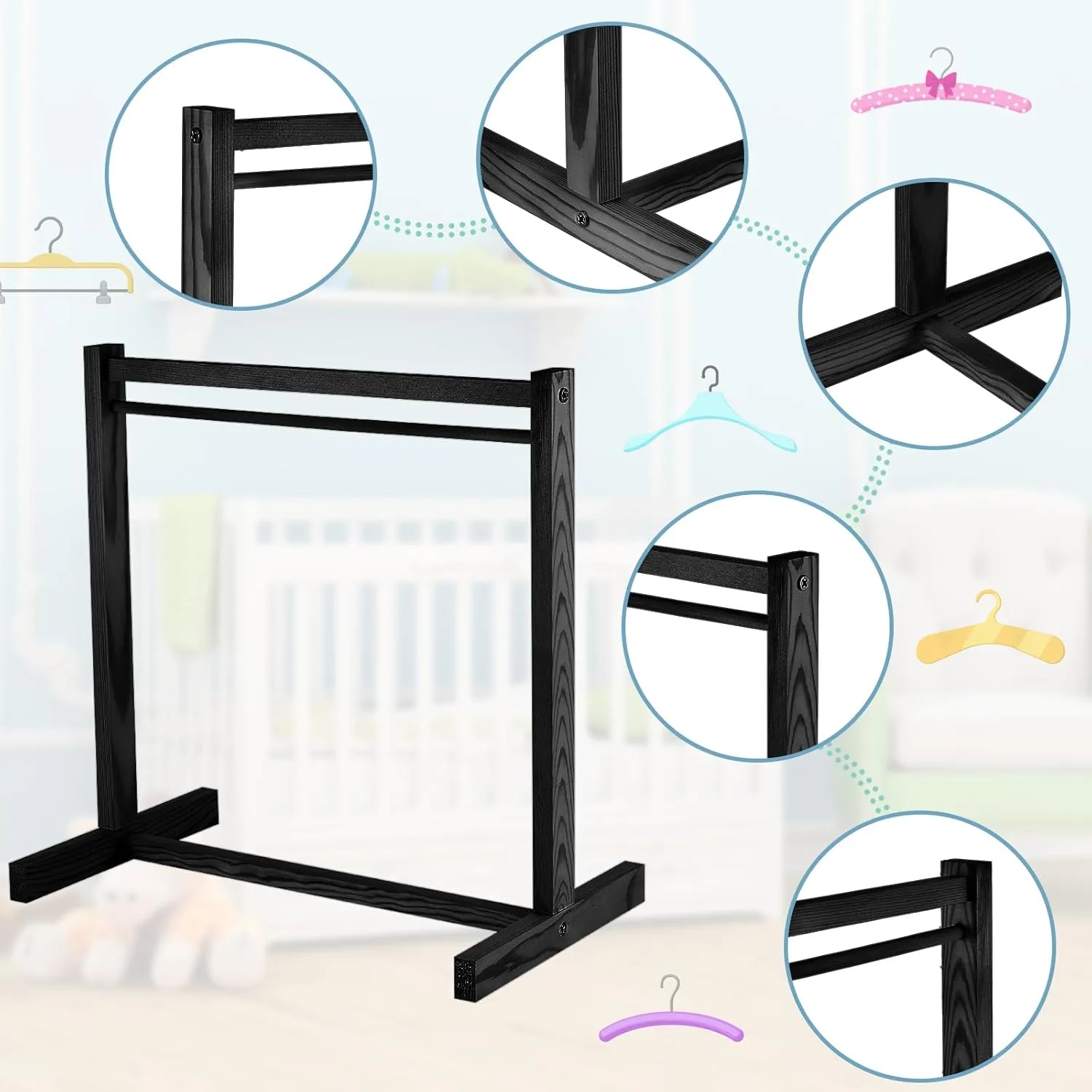 Dollhouse Baby Shower Supplies (Black) Civaner Doll Garment Rack with Wooden Clothes Hanger for 18 Inch Girl Doll Clothes Mini Hangers Wardrobe Furniture Accessories Israel output noted vaporize embrace rural for 