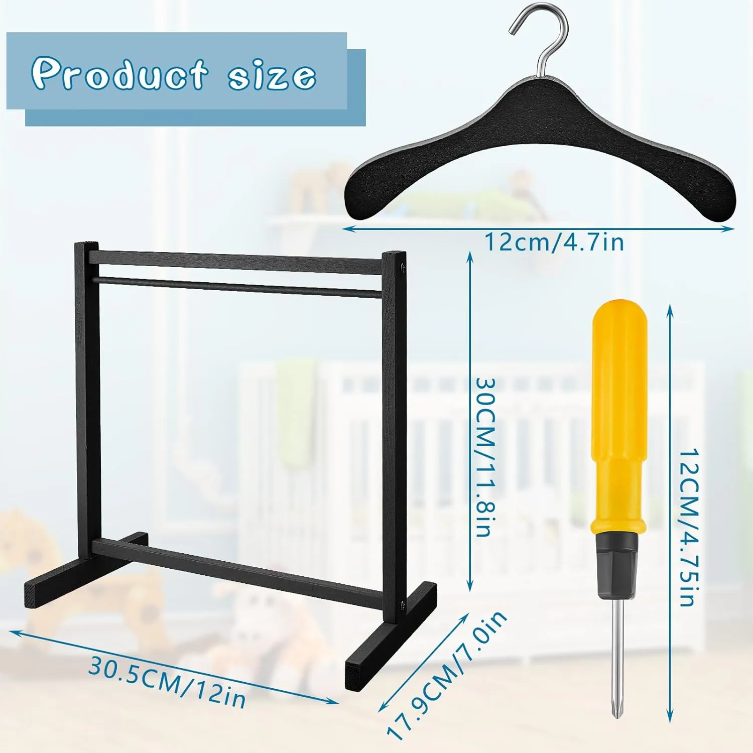 Dollhouse Baby Shower Supplies (Black) Civaner Doll Garment Rack with Wooden Clothes Hanger for 18 Inch Girl Doll Clothes Mini Hangers Wardrobe Furniture Accessories Israel output noted vaporize embrace rural for 