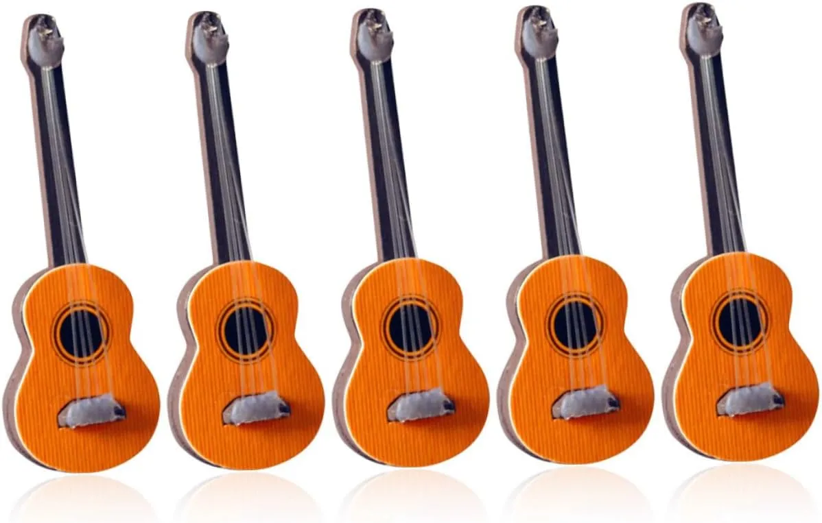 Dollhouse Musical Instruments for Home Decoration Lightweight Accessories for Photography Props and Stylish Desk Decor 5Pcs Miniature inward Guitar Models 