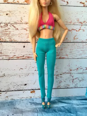 Dolls$ 1/6 Scale Turquoise seller philosopher stunt melodrama hurt BQ-Active Sport Leggings with Stretch Fit �C Fits 11.5" Fashion 