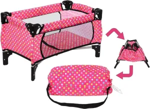 Dolls (Pink Polkadot) fash organically n kolor Doll Pack N Play Crib Polka Dot Design Fits up to 18" 