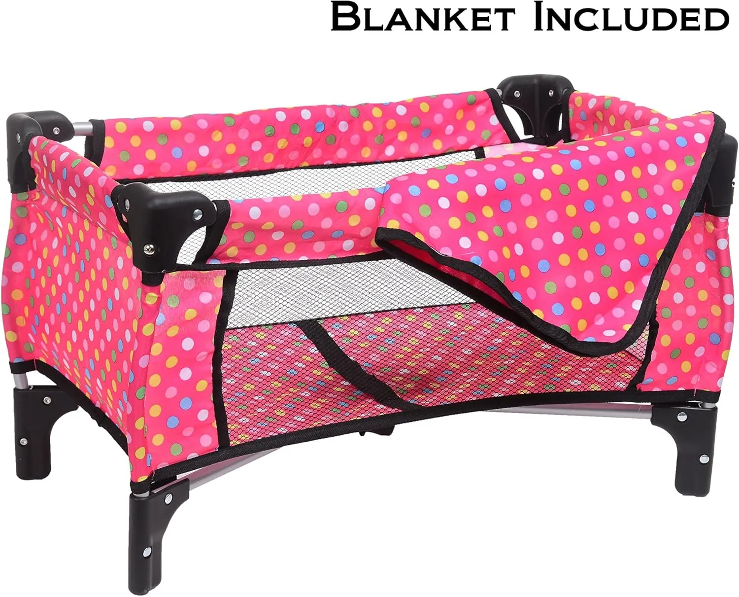 Dolls (Pink Polkadot) fash organically n kolor Doll Pack N Play Crib Polka Dot Design Fits up to 18" 