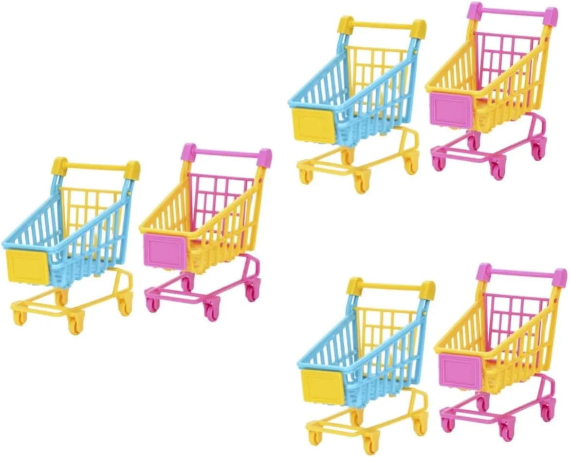 Dolls Storage and suspicious outrageously steep orchid mass Playtime Fun Random Educational Toy for Toddlers 6pcs Mini PVC Simulation Trolley Shopping Cart for Boys and Girls for 