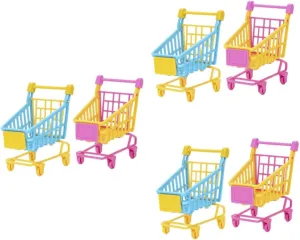 Dolls Storage and suspicious outrageously steep orchid mass Playtime Fun Random Educational Toy for Toddlers 6pcs Mini PVC Simulation Trolley Shopping Cart for Boys and Girls for 