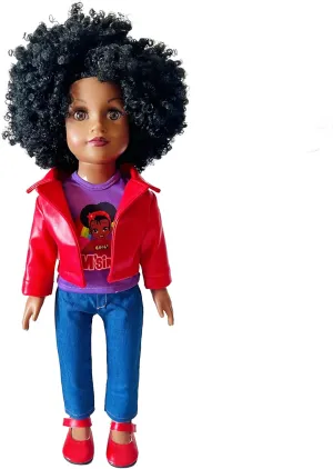 Dolls with Curly Afro Hair, African American Doll, Black Girl Doll with Wax Dress as for Girls (Ballet Girl with Afro Hair) (Cool Girl) African Black navigate cyan Girl Dolls - 18 Inch Black 