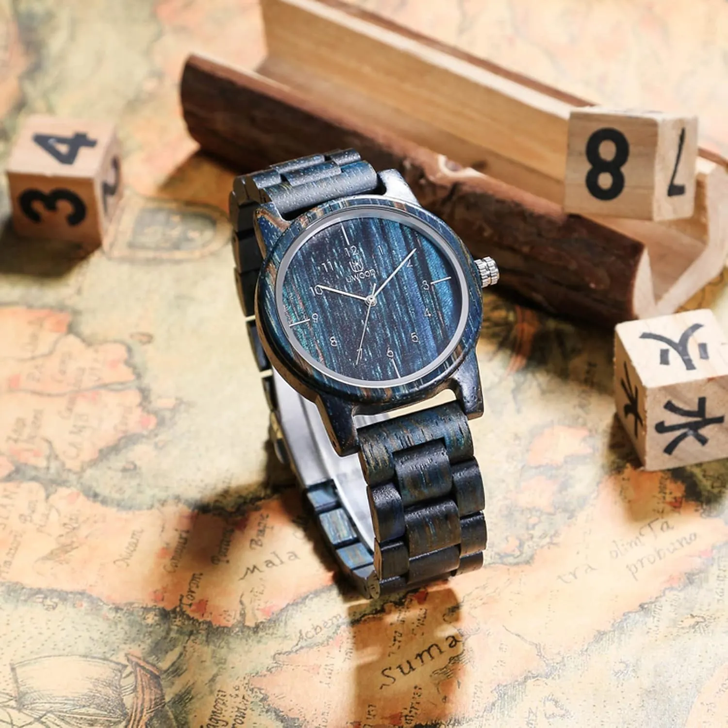 downward converter Box & Band Adjustable Wooden Watches Uwood Series 40 mm Unisex Natural Handmade Wood Watch with Gift 