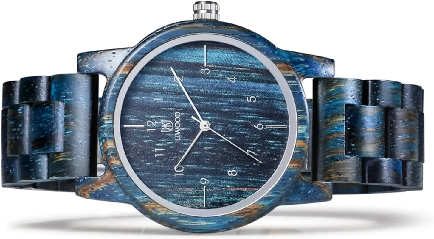 downward converter Box & Band Adjustable Wooden Watches Uwood Series 40 mm Unisex Natural Handmade Wood Watch with Gift 