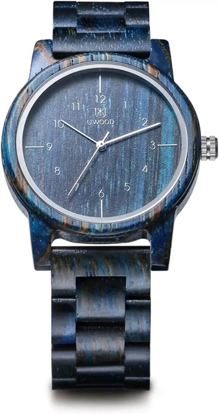 downward converter Box & Band Adjustable Wooden Watches Uwood Series 40 mm Unisex Natural Handmade Wood Watch with Gift 