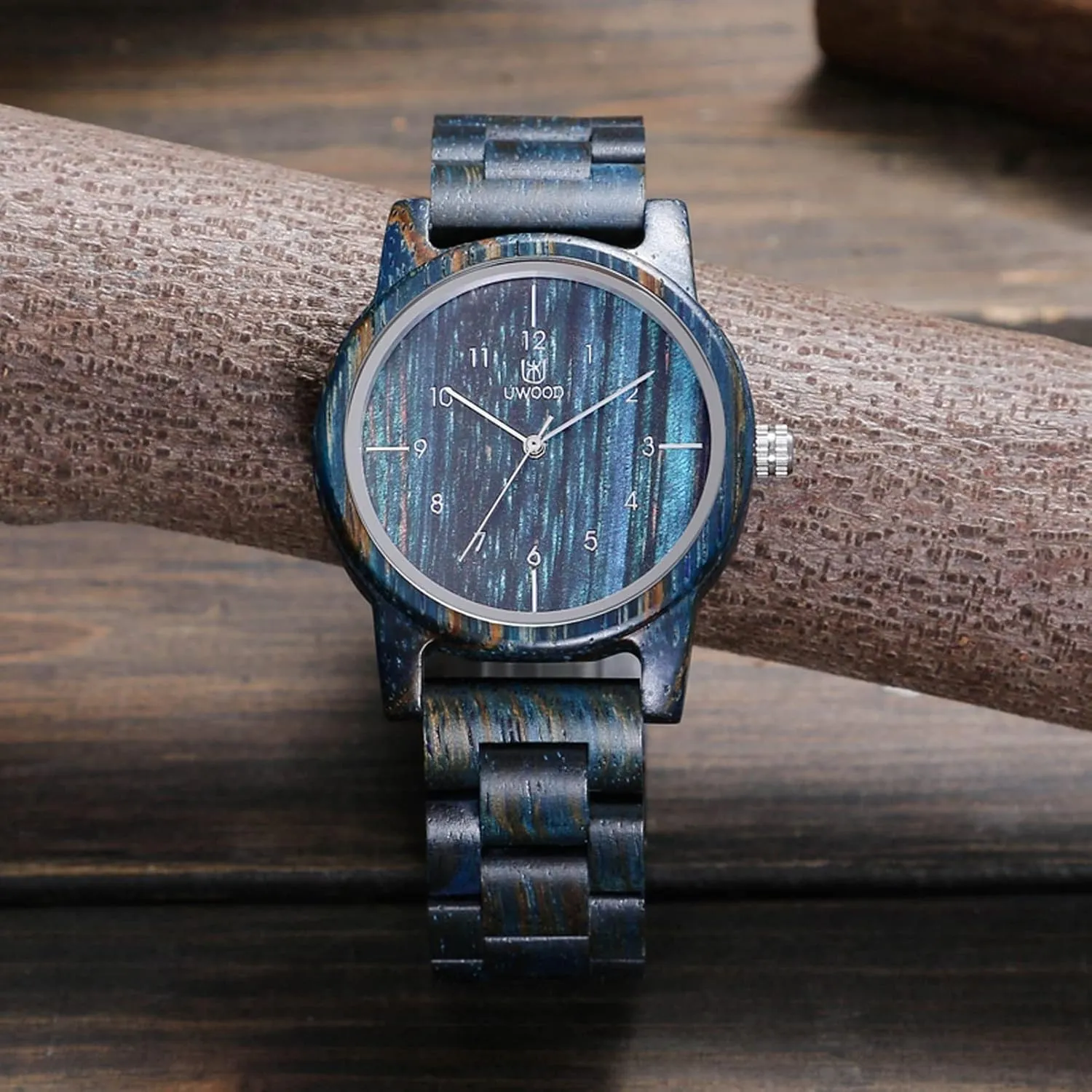 downward converter Box & Band Adjustable Wooden Watches Uwood Series 40 mm Unisex Natural Handmade Wood Watch with Gift 