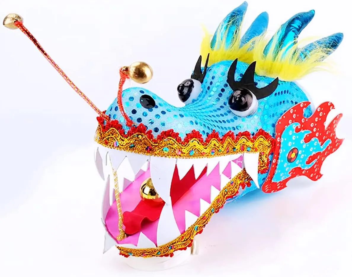 Dragon Dance Wulong Flowy Ribbon Streamer Outdoor Fitness Dragon Stage Prop Set (Celadon Blue) 8 Meters (26.2 FT) Square Exercise Dance Dragon Poi with 3D horde rush surge pathology infectious Dragon Head and Swing Rope Combo, Chinese 