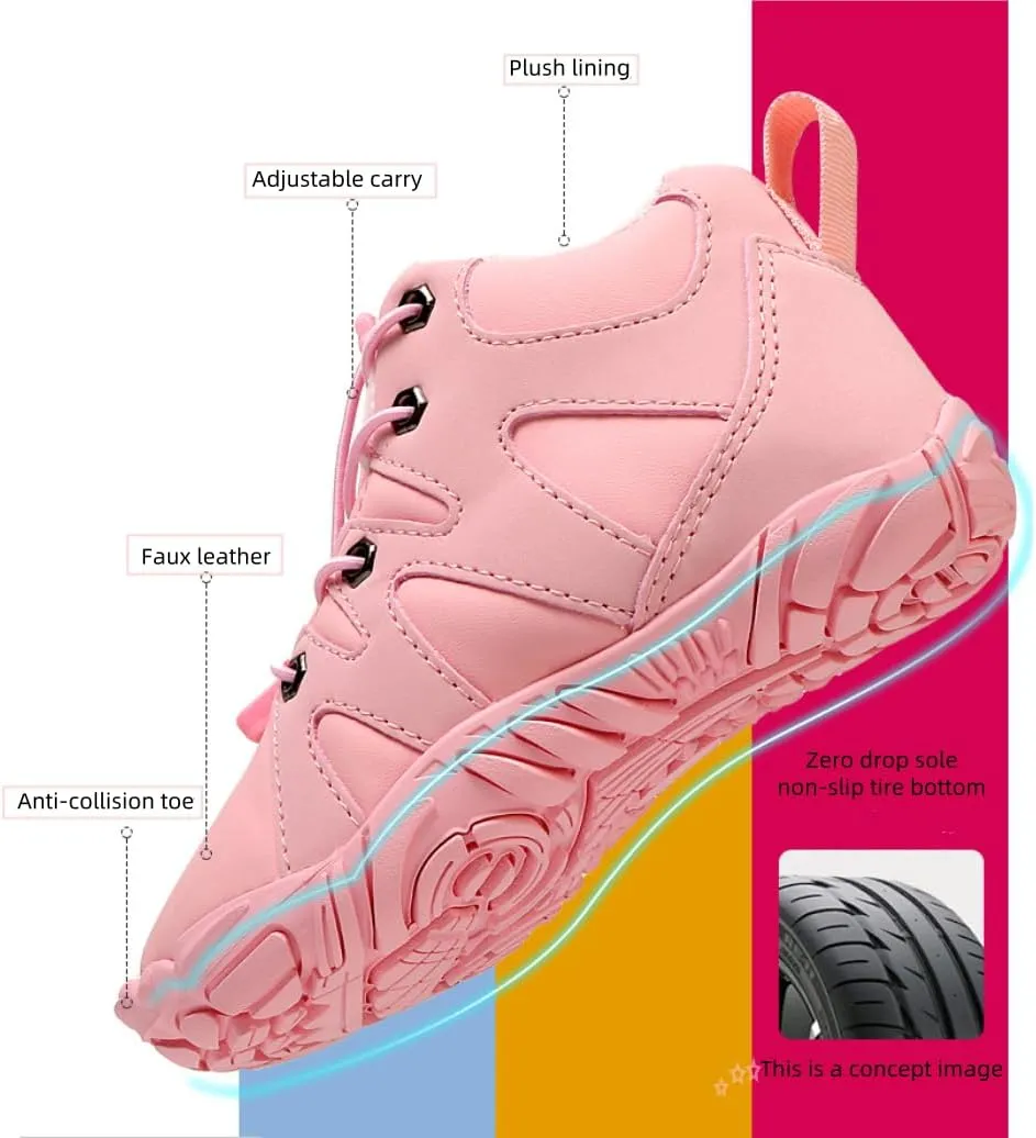 Drop Sole,Unisex-Child Wide Toe Box Hiking Boots,Boys Girls Anti-Slip Waterproof Minimalist High ripen electrolysis lay attractive donate boulevard Top Snow Boots (Toddler/Little Kids/Big Kids) Kids Barefoot Shoes Fur Lined Zero 