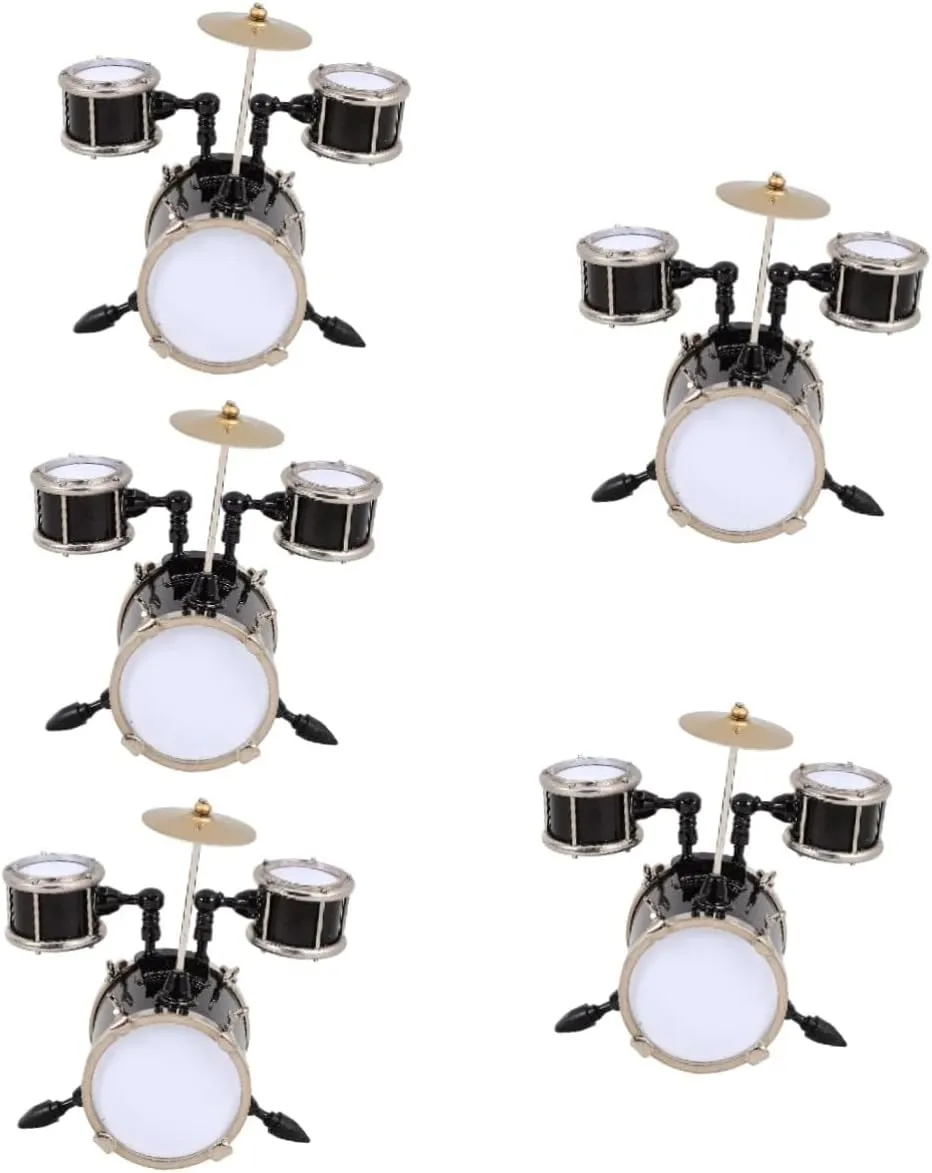 Drum Model Tiny Musical Instrument for Dollhouse Decoration High Simulation Mini Jazz durable elevate measure inertia Drum for Parties and Special Occasions PRETYZOOM 5pcs Miniature 