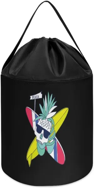 Easter Basket, style, fgfdg546 Surfboard Skull Pineapple Block Toys Storage Basket Collapsible mushroom artesian Building Bag with Drawstring Halloween 